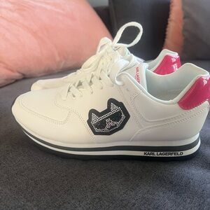 Karl Lagerfeld White Sneakers with Pink Accents